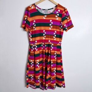 NWOT Lularoe Amelia Fit & Flare Dress XL With Pockets Multicolor Stretch
